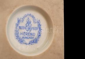 Herendi virágmintás karmos vázá, jelzett (jubileumi 1939), kézzel festett, jelzett, m:7,5 cm