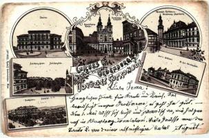 1899, Sopron, Oedenburg, Casino, Domonkos-templom, Városháza, szecesszió, litho (EB)