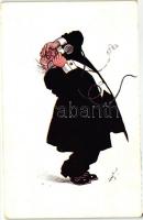 6 db Carl Josef művészlap, telefonáló férfi képeslap sorozat, B.K.W.I. 411-1-től 6-ig / 6 Carl Josef...