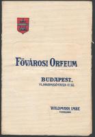 1911 Bp., A Fővárosi Orfeum műsorfüzete, sok reklámmal(Törley, Kohn Heilmann és Fiai, Bristol Kalapáruda, stb.)