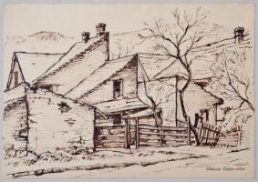 Sostarics Lajos (1896-1968): Óbuda, Zápor utca, vegyes technika, papír, jelzett, 21,5×30,5 cm