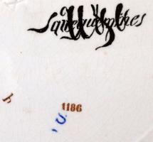 Sarreguemines antik francia tányér, levonóképes, jelzett, kopott, d:19,5 cm