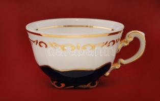 Zsolnay Pompadour mokkás csésze és alj, kézzel festett, jelzett, hibátlan