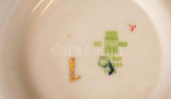 Zsolnay Pompadour mokkás csésze és alj, kézzel festett, jelzett, hibátlan