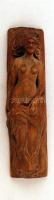 Félmeztelen nőt ábrázoló díszesen faragott fa falidísz (kapaszkodó?), jelzés nélkül, 16×4×4 cm