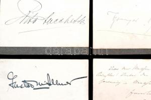 4 db. aláírás. Azonosításra váró magyar és külföldi zenészek, és énekesek aláírása. Papír