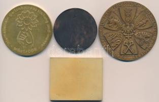 Vegyes 4db klf emlékérem és plakett tétel, egyik eredeti dísztokban, közte 1966. "Iga 66 / Nemz...