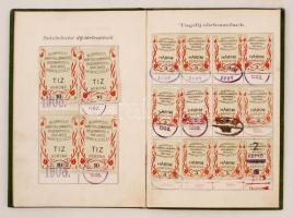 1907 Tagsági könyv, Budapesti Kárpitos, - Gombkötő,- Paszományos és Paplanos Ipartestület, sok tagsá...