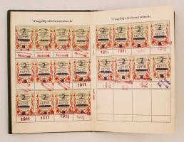 1907 Tagsági könyv, Budapesti Kárpitos, - Gombkötő,- Paszományos és Paplanos Ipartestület, sok tagsá...