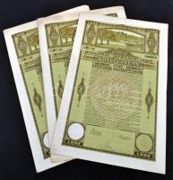 Budapest 1920. "Budapest Székesfőváros" kötelezvények 1000K-ról (3x) sorszámkövetők, mindh...