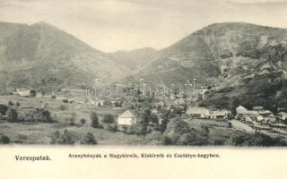 Verespatak, Rosia Montana; Aranybányák a Nagykirnik, Kiskirnik és Csetátye hegyben / gold mines