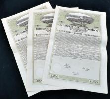 Budapest 1918. "Budapest Székesfőváros" kötelezvények 1000K-ról (3x) sorszámkövetők, mindh...