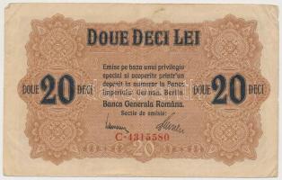 Románia / Német megszállás 1917. 20L felülbélyegzéssel T:III Romania / German occupation 1917. 20 Lei with overprint C:F Krause M6