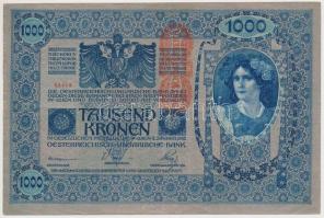 1902. 1000K (3x) mindkét oldal német, "Deutschösterreich" felülnyomással T:III