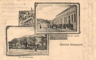 Belényes, Beius; Posta és Jársábíróság, kiadja Wagner Vilmos fényképész / post office, court, Art Nouveau