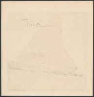 Kós Károly (1883-1977): Türe, színezett linómetszet, papír, jelzés nélkül, hátulján feliratozva, 13×...