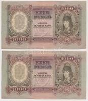 1943. 1000P (4x) sorozatszám követők, azonos sorszámokkal T:III