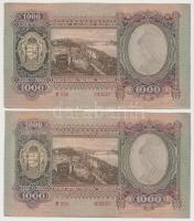 1943. 1000P (4x) sorozatszám követők, azonos sorszámokkal T:III