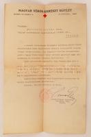 1940 Bp., A Magyar Vöröskereszt Egylet köszönő levele, rajta az elnök, Simon Elemér felsőházi tag, főispán aláírásával