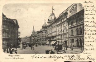 1899 Budapest VIII. Nagykörút, Hotel Remi, lóvasút; Ganz Antal (EK)