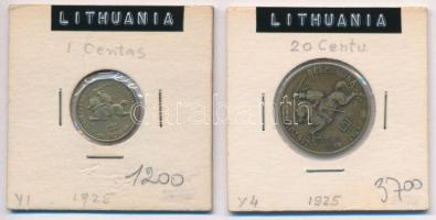 Litvánia 1925. 1c Al-Br + 1925. 20c Al-Br T:2,2- Lithuania 1925. 1 Centas Al-Br + 1925. 20 Centu Al-Br C:XF,VF Krause KM#71,KM#74