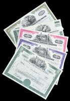 Amerikai Egyesült Államok 1973-1978. 5db klf részvény perforációval, bélyegzésekkel, lyukasztással é...