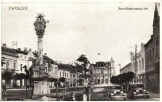 Tapolca, Szentháromság tér és szobor, automobilok (fa)