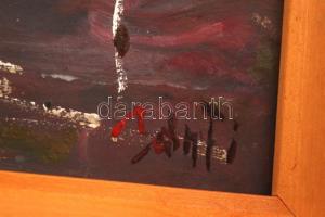 Bánfi jelzéssel: Vitorlások Badacsony felé. Olaj, karton, fa keretben, 23x31 cm