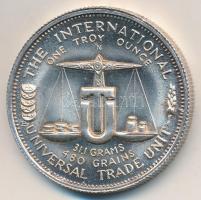 1973. A nemzetközi kereskedelmi egység / Egy ezüst kétoldalas jelzetlen Ag érem, JPf gyártói jelzéssel (31,46/0.999/39mm) T:2 The International Universal Trade Unit / One Silver double sided Ag medal without silver mark, with JPf makers mark (31,46/0.999/39mm) C:XF