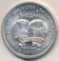 1973. "A nemzetközi kereskedelmi egység / Egy ezüst" kétoldalas jelzetlen Ag érem, "J...