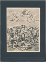 Tiburce de Mare (1840-1900): Raffaello után: Galatea győzelme, rézmetszet, papír, jelzett, kartonra ragasztva, 20,5×15,5 cm
