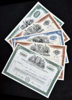 Amerikai Egyesült Államok 1967-1976. 5db klf részvény perforációval, bélyegzésekkel, lyukasztással é...