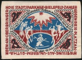 Németország / Weimari Köztársaság / Bielefeld 1921. 25M selyem, bélyegzéssel T:I Germany / Weimar Republic / Bielefeld 1921. 25 Mark silk, with stamp C:UNC