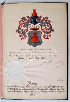 1862 Leopold von Sachsen-Coburg und Gotha (1824-1884) herceg által adományozott címereslevél (armali...