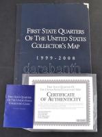 Amerikai Egyesült Államok 1999-2008. 25c (50xklf) gyűjtői mappában, az érmék ragasztószalaggal rögzí...
