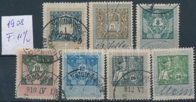 1908 7 db bélyeg 1/2-es fogazással (29.400)