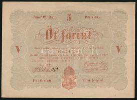 1848. 5Ft Kossuth bankó vörösesbarna T:II- szép papír Adamo G109
