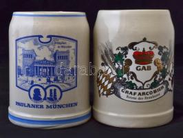 4 db német söröskorsó (0,5l), kettő jelzett, hibátlanok, m:13 cm (4×)