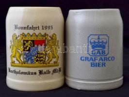 4 db német söröskorsó (0,5l), kettő jelzett, hibátlanok, m:13 cm (4×)