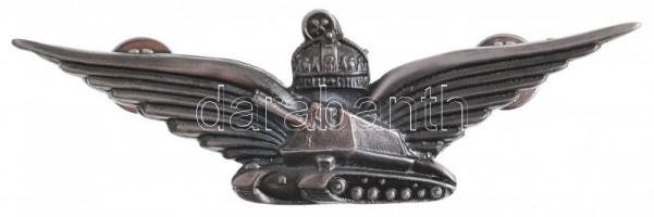 1939-1945. Magyar páncélgépágyús alakulat jelvény, ezüstözött Cu modern replika kitűző (30x95mm) T:2