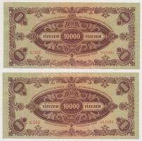 1945. 10.000P (2x) sorszámkövetők, mindkettő "MNB" bélyeggel T:I,I-