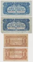 Vegyes: Csehszlovákia 1944. 1K (2x) + 5K (2x) + Magyarország 1944. 1P (2x) + 5P (2x) "A Vörös H...