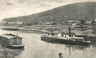 Tokaj, a Szatmár Vontató motorhajó; Fränkl Dezső kiadása / Hungarian tugboat