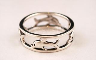 Ezüst, gyűrű áttört delfines, Ag., nettó: 3,3gr., jelzett, méret:54 / Silver ring, A. Net: 3,3gr, marked, size. 54