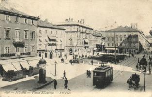Fiume, Piazza Elisabetta / square, tram, Cafe Adria (EK)