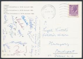 MTK labdarúgók által aláírt levelezőlap, postán megküldve