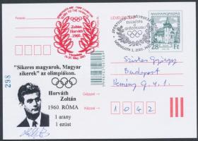 2001 Horváth Zoltán (1937- ) olimpiai bajnok vívó aláírása bélyegzőkkel ellátott borítékon