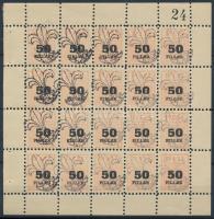 P.I.H. Ifjúsági Csoport 50f tagdíjbélyeg 20 db bélyeget tartalmazó sorszámozott kisívben