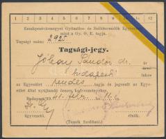 1941 Az Északpestvármegyei Gyümölcs- és Szőlőtermelők Egyesülete tagsági jegye