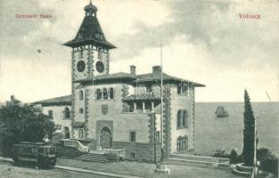 Abbazia, Volosko, Volosca; Gemeinde Haus / town hall, tram